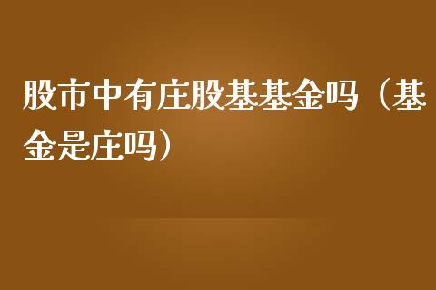 股市中有庄股基基金吗（基金是庄吗）_https://www.ltsssb.com_基金频道_第1张