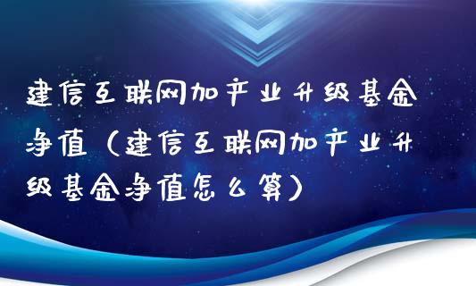 建信互联网加产业升级基金净值（建信互联网加产业升级基金净值怎么算）_https://www.ltsssb.com_国际财经_第1张