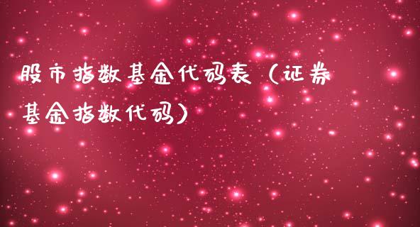 股市指数基金代码表（证券基金指数代码）_https://www.ltsssb.com_基金频道_第1张