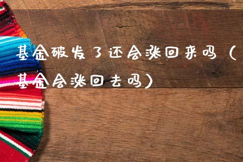 基金破发了还会涨回来吗（基金会涨回去吗）_https://www.ltsssb.com_基金频道_第1张