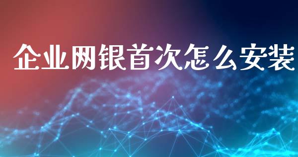 企业网银首次怎么安装_https://www.ltsssb.com_国际财经_第1张