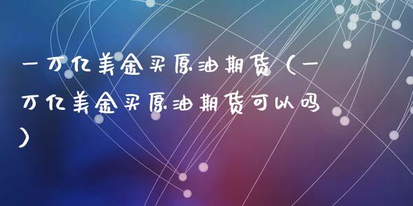 一万亿美金买原油期货（一万亿美金买原油期货可以吗）_https://www.ltsssb.com_期货密码_第1张