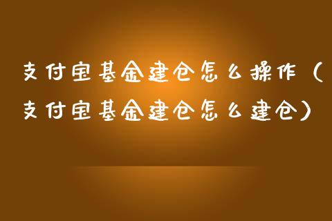 支付宝基金建仓怎么操作（支付宝基金建仓怎么建仓）_https://www.ltsssb.com_基金频道_第1张