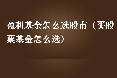 盈利基金怎么选股市（买股票基金怎么选）_https://www.ltsssb.com_国际财经_第1张