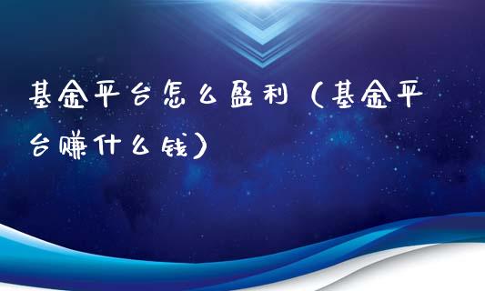基金平台怎么盈利（基金平台赚什么钱）_https://www.ltsssb.com_国际财经_第1张