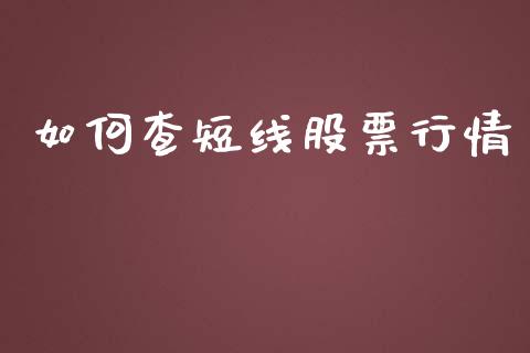 如何查短线股票行情_https://www.ltsssb.com_股市分析_第1张