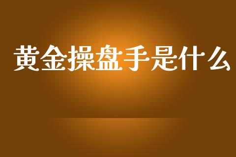 黄金操盘手是什么_https://www.ltsssb.com_期货在线_第1张