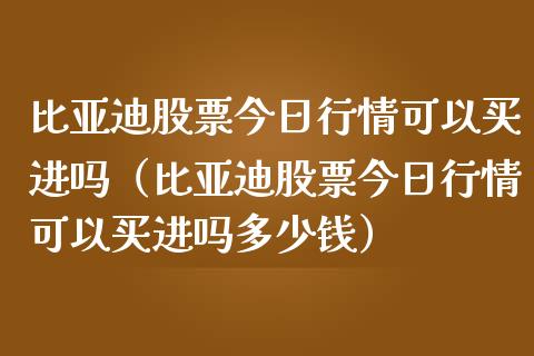 比亚迪股票今日行情可以买进吗（比亚迪股票今日行情可以买进吗多少钱）_https://www.ltsssb.com_新股数据_第1张