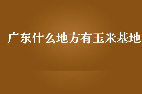 广东什么地方有玉米基地_https://www.ltsssb.com_期货密码_第1张
