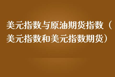 美元指数与原油期货指数（美元指数和美元指数期货）_https://www.ltsssb.com_期货密码_第1张