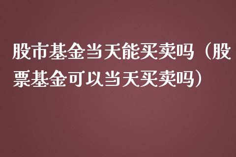 股市基金当天能买卖吗（股票基金可以当天买卖吗）_https://www.ltsssb.com_基金频道_第1张