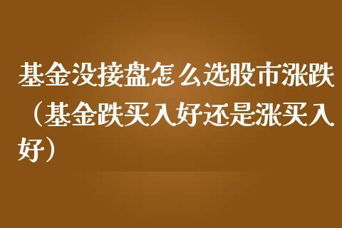 基金没接盘怎么选股市涨跌（基金跌买入好还是涨买入好）_https://www.ltsssb.com_基金频道_第1张