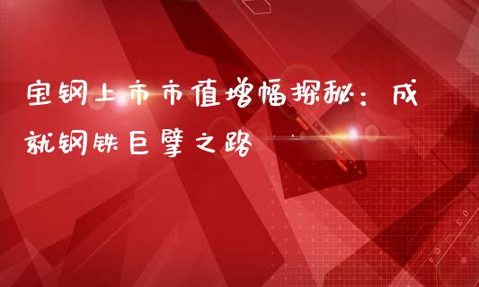 宝钢上市市值增幅探秘：成就钢铁巨擘之路_https://www.ltsssb.com_期货在线_第1张