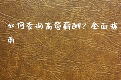 如何查询高管薪酬？全面指南_https://www.ltsssb.com_新股数据_第1张
