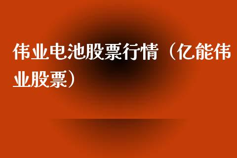伟业电池股票行情（亿能伟业股票）_https://www.ltsssb.com_新股数据_第1张