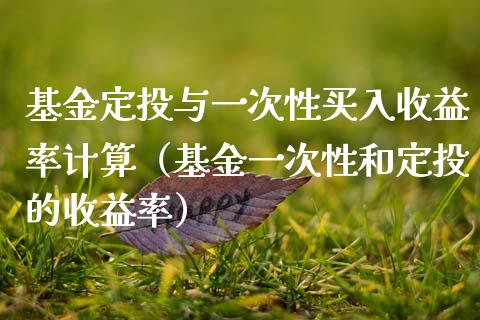 基金定投与一次性买入收益率计算（基金一次性和定投的收益率）_https://www.ltsssb.com_基金频道_第1张