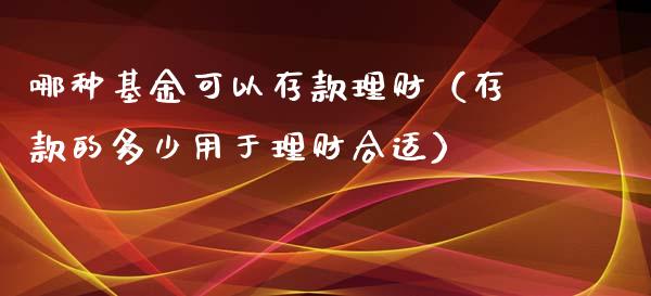 哪种基金可以存款理财（存款的多少用于理财合适）_https://www.ltsssb.com_基金频道_第1张