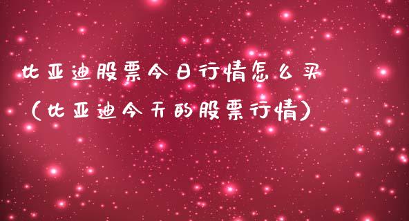 比亚迪股票今日行情怎么买（比亚迪今天的股票行情）_https://www.ltsssb.com_新股数据_第1张