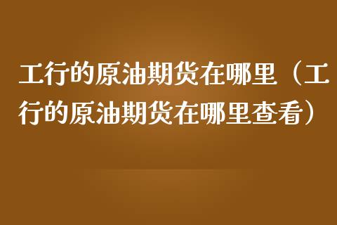 工行的原油期货在哪里（工行的原油期货在哪里查看）_https://www.ltsssb.com_期货密码_第1张