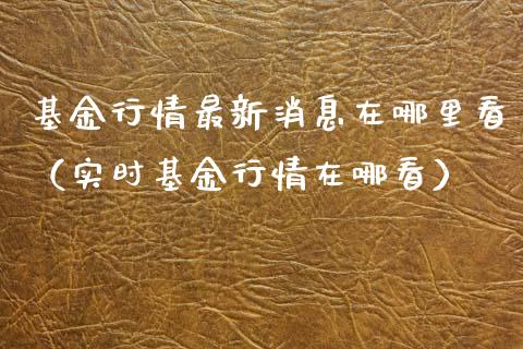 基金行情最新消息在哪里看（实时基金行情在哪看）_https://www.ltsssb.com_基金频道_第1张