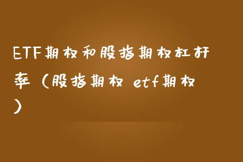 ETF期权和股指期权杠杆率（股指期权 etf期权）_https://www.ltsssb.com_期货密码_第1张