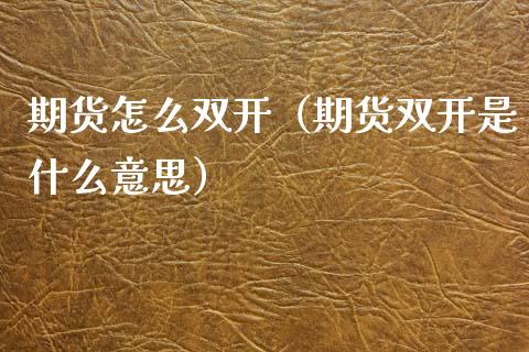 期货怎么双开（期货双开是什么意思）_https://www.ltsssb.com_期货行情_第1张