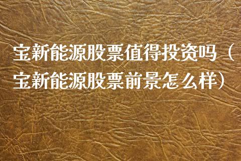 宝新能源股票值得投资吗（宝新能源股票前景怎么样）_https://www.ltsssb.com_股票理论_第1张