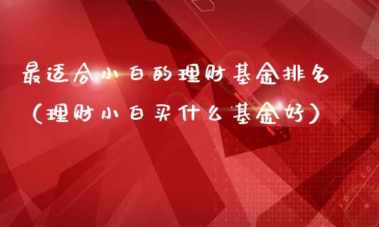 最适合小白的理财基金排名（理财小白买什么基金好）_https://www.ltsssb.com_基金频道_第1张