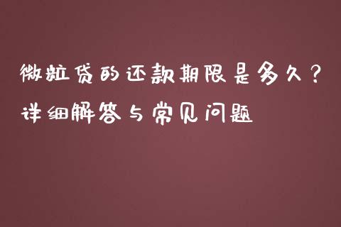 微粒贷的还款期限是多久？详细解答与常见问题_https://www.ltsssb.com_股票理论_第1张