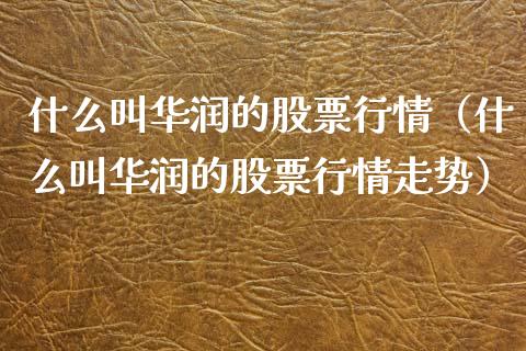 什么叫华润的股票行情（什么叫华润的股票行情走势）_https://www.ltsssb.com_股市分析_第1张