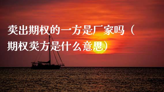 卖出期权的一方是厂家吗（期权卖方是什么意思）_https://www.ltsssb.com_期货密码_第1张
