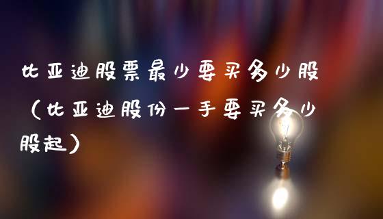 比亚迪股票最少要买多少股（比亚迪股份一手要买多少股起）_https://www.ltsssb.com_股票理论_第1张