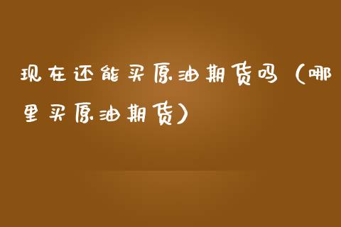 现在还能买原油期货吗（哪里买原油期货）_https://www.ltsssb.com_期货密码_第1张