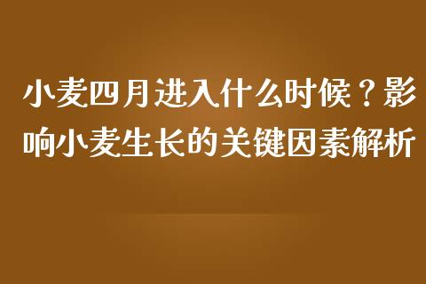 小麦四月进入什么时候？影响小麦生长的关键因素解析_https://www.ltsssb.com_新股数据_第1张