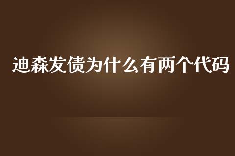 迪森发债为什么有两个代码_https://www.ltsssb.com_股票理论_第1张