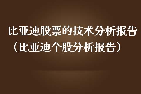 比亚迪股票的技术分析报告（比亚迪个股分析报告）_https://www.ltsssb.com_股市分析_第1张