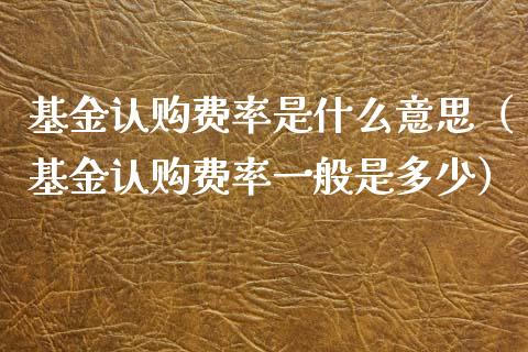 基金认购费率是什么意思（基金认购费率一般是多少）_https://www.ltsssb.com_基金频道_第1张