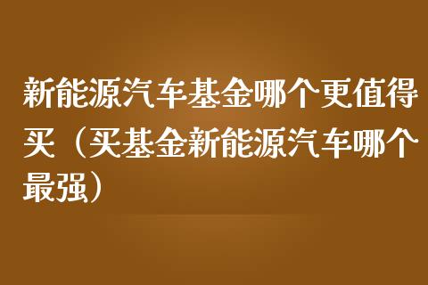 新能源汽车基金哪个更值得买（买基金新能源汽车哪个最强）_https://www.ltsssb.com_基金频道_第1张