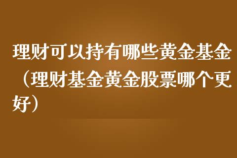 理财可以持有哪些黄金基金（理财基金黄金股票哪个更好）_https://www.ltsssb.com_基金频道_第1张