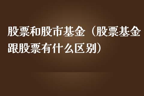 股票和股市基金（股票基金跟股票有什么区别）_https://www.ltsssb.com_基金频道_第1张