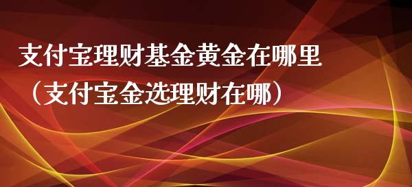 支付宝理财基金黄金在哪里（支付宝金选理财在哪）_https://www.ltsssb.com_基金频道_第1张