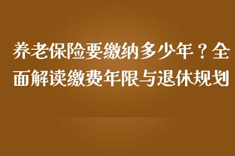 养老保险要缴纳多少年？全面解读缴费年限与退休规划_https://www.ltsssb.com_国际财经_第1张