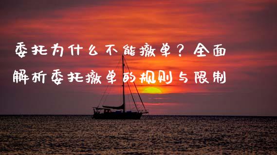 委托为什么不能撤单？全面解析委托撤单的规则与限制_https://www.ltsssb.com_国际财经_第1张
