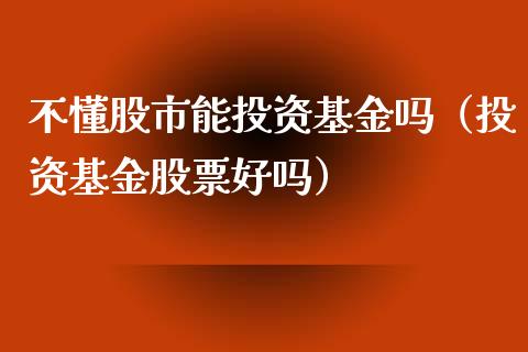 不懂股市能投资基金吗（投资基金股票好吗）_https://www.ltsssb.com_基金频道_第1张