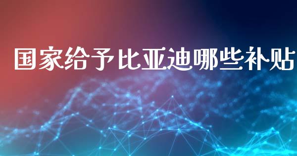 国家给予比亚迪哪些补贴_https://www.ltsssb.com_期货行情_第1张