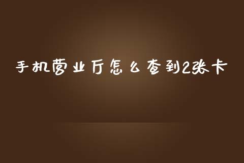 手机营业厅怎么查到2张卡_https://www.ltsssb.com_新股数据_第1张