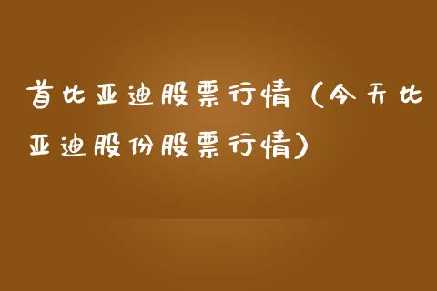 首比亚迪股票行情（今天比亚迪股份股票行情）_https://www.ltsssb.com_股市分析_第1张