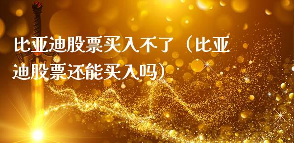 比亚迪股票买入不了（比亚迪股票还能买入吗）_https://www.ltsssb.com_新股数据_第1张