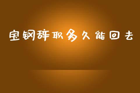 宝钢辞职多久能回去_https://www.ltsssb.com_股市分析_第1张