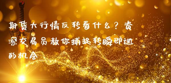 期货大行情反转看什么？资深交易员教你捕捉转瞬即逝的机会_https://www.ltsssb.com_期货行情_第1张